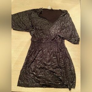 WHBM black casual dress/romper—leopard foil print. XL, never worn. Tags on.